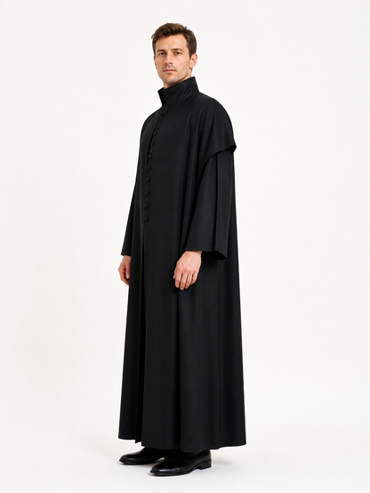 Black High-Collar Robe for Cosplay side view