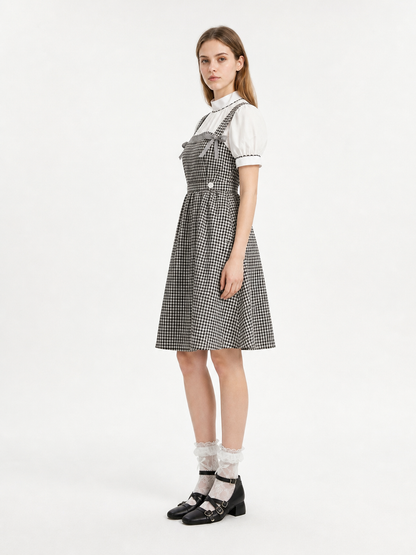 Plaid Dress with Bow for Halloween Cosplay side view