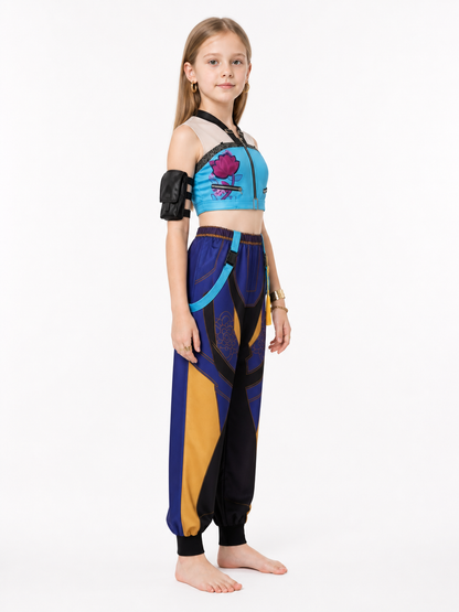Cosplay Costume with Geometric Print and Roses side view