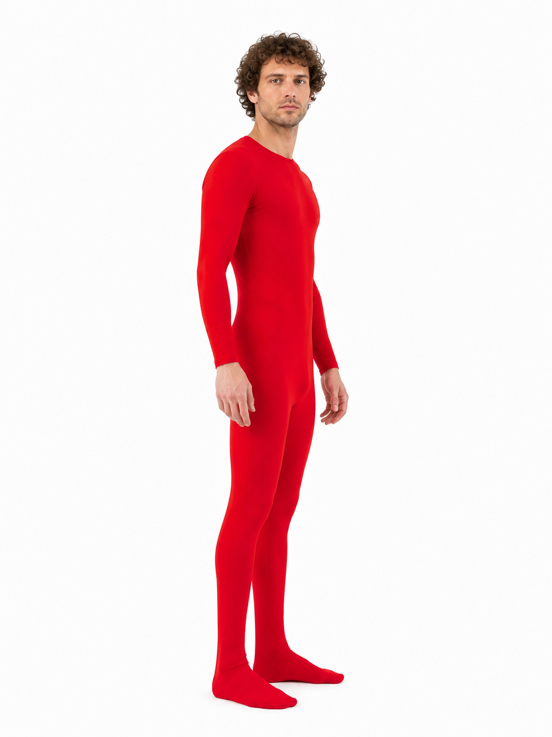 Red Zentai Jumpsuit with Covered Feet