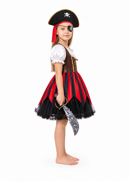 Halloween Pirate Costume with Dress and Hat side view