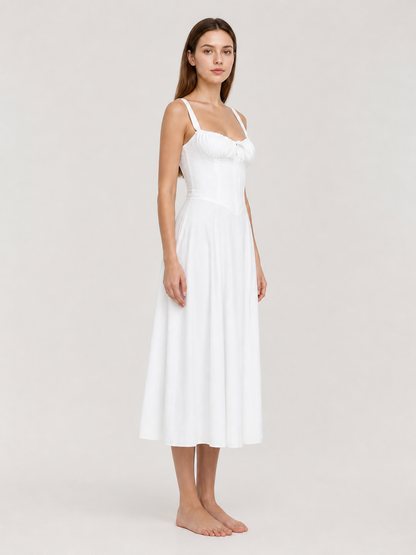 Strappy Midi Dress with a Gathered Bodice side view