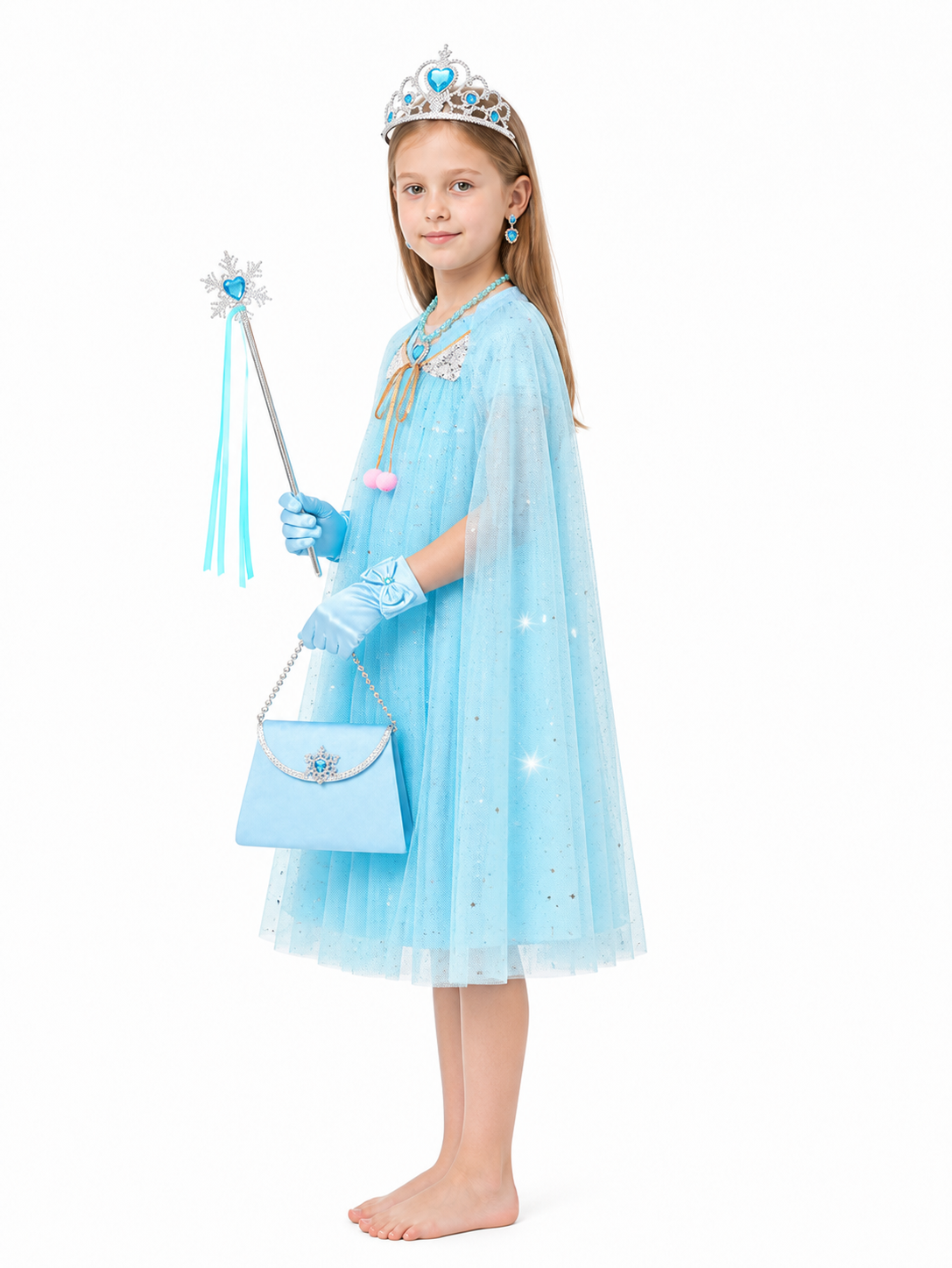 Children's Cape with Crown and Magic Wand side view