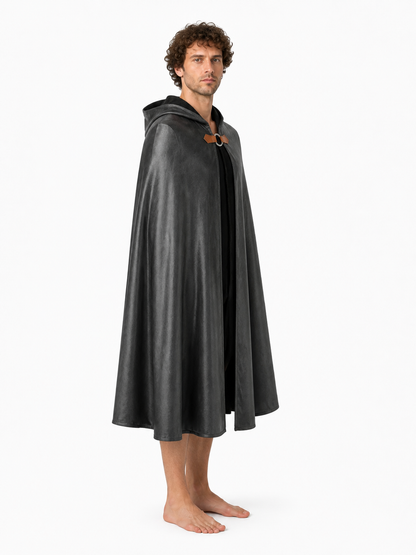 Medieval-Style Hooded Cloak Cape side view