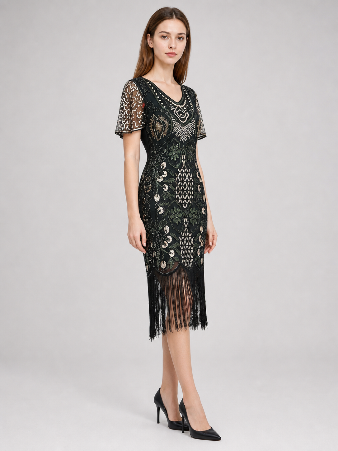 Vintage Art Deco Fringe and Sequin Dress