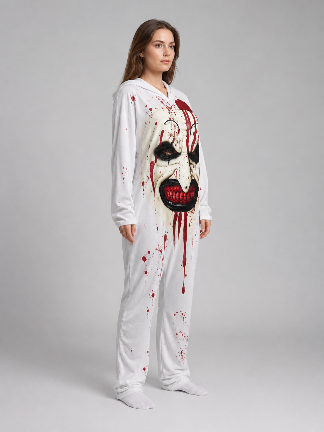 Hooded Clown Mask, Bloody Halloween Makeup