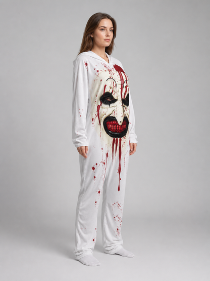 Hooded Clown Mask, Bloody Halloween Makeup