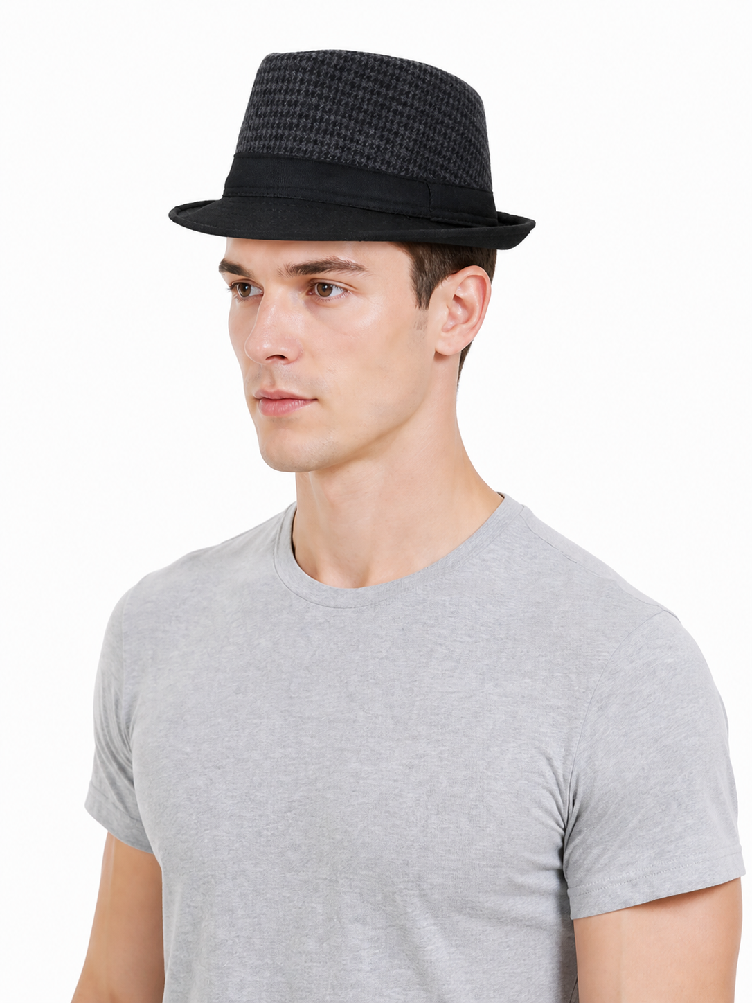 Men's Carnival Fedora Hat with Plaid Crown