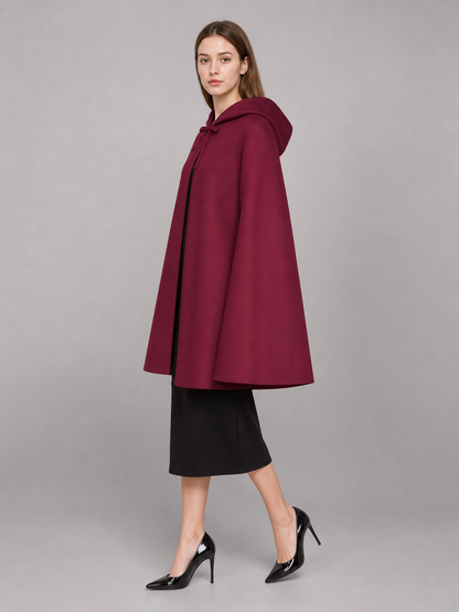 Maroon Medieval Hooded Carnival Cloak