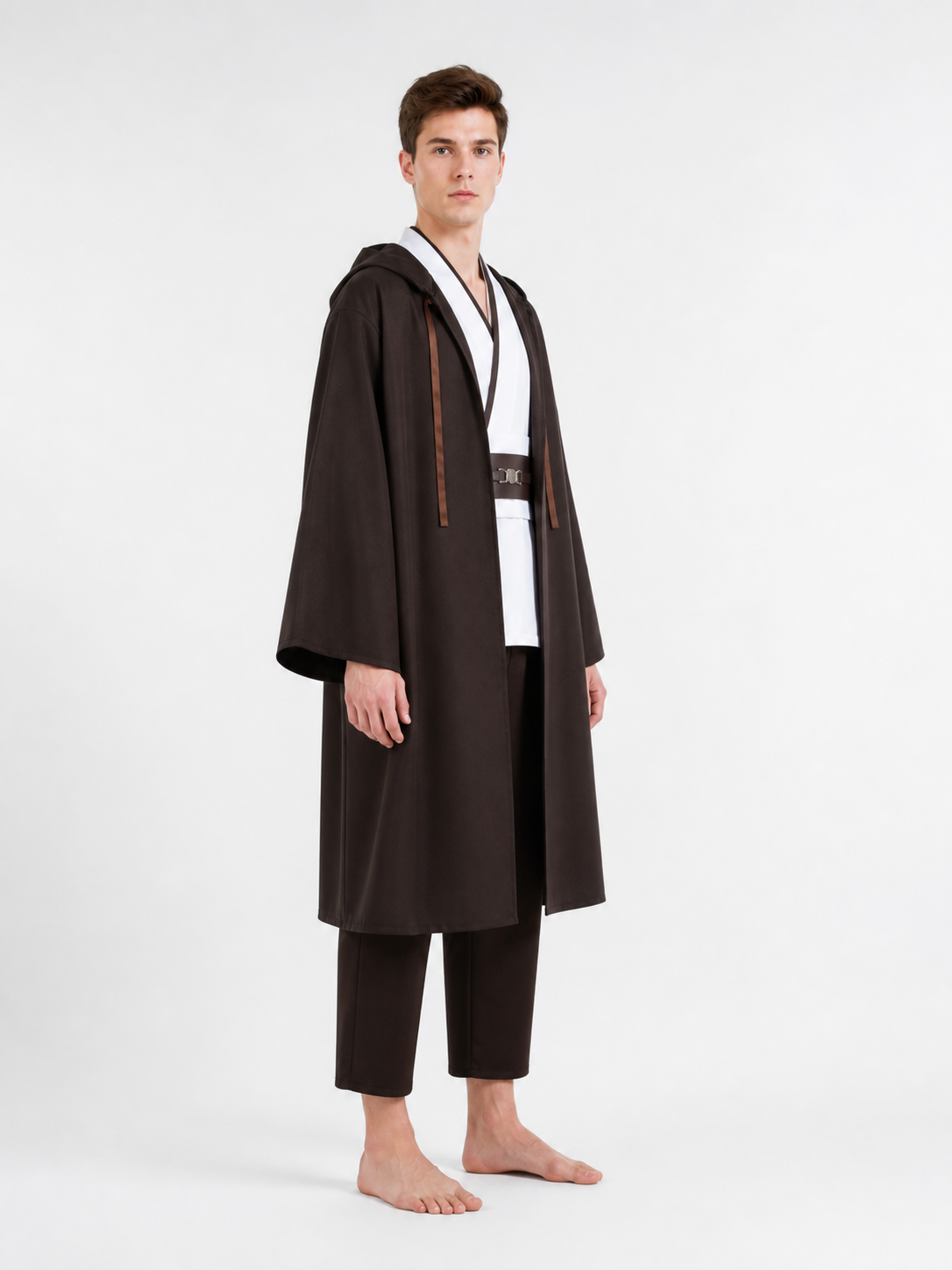 Obi-Wan Cosplay Costume with Hood and Belt side view