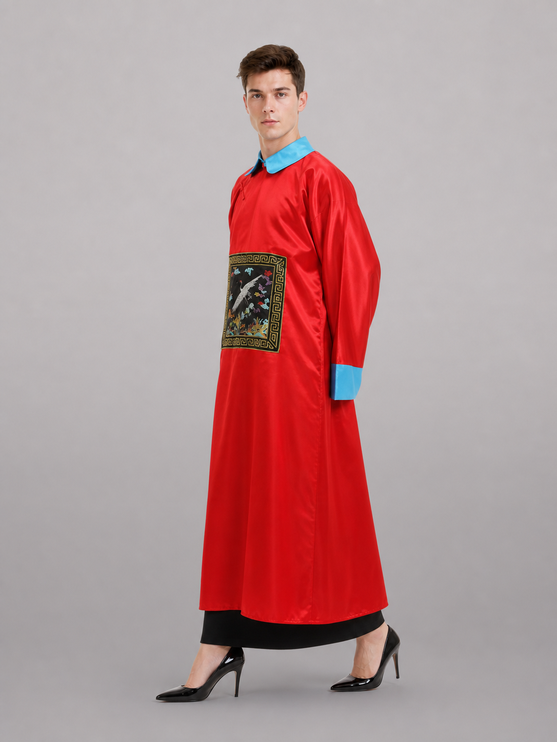Red Chinese-Style Carnival Cape with Hat