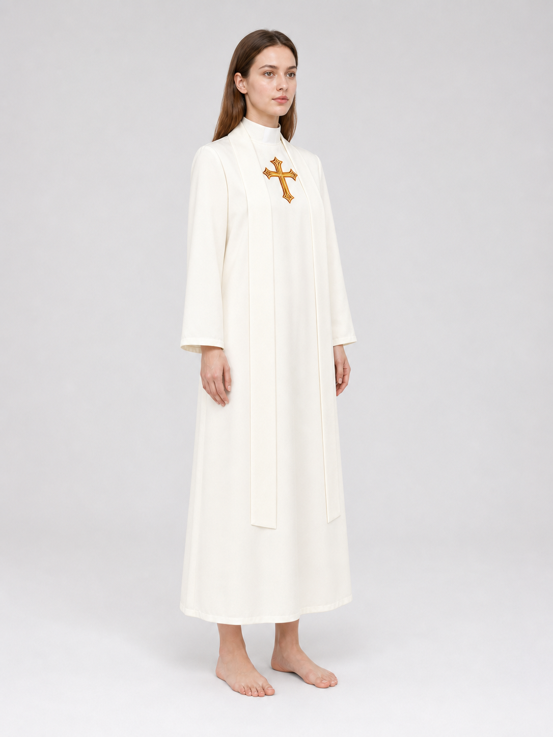 Cosplay Costume: White Cassock with Cross and Belt
