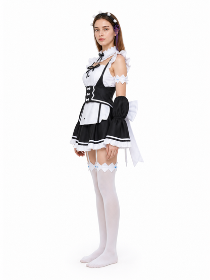 Ram Cosplay Costume with Accessories, Black and White