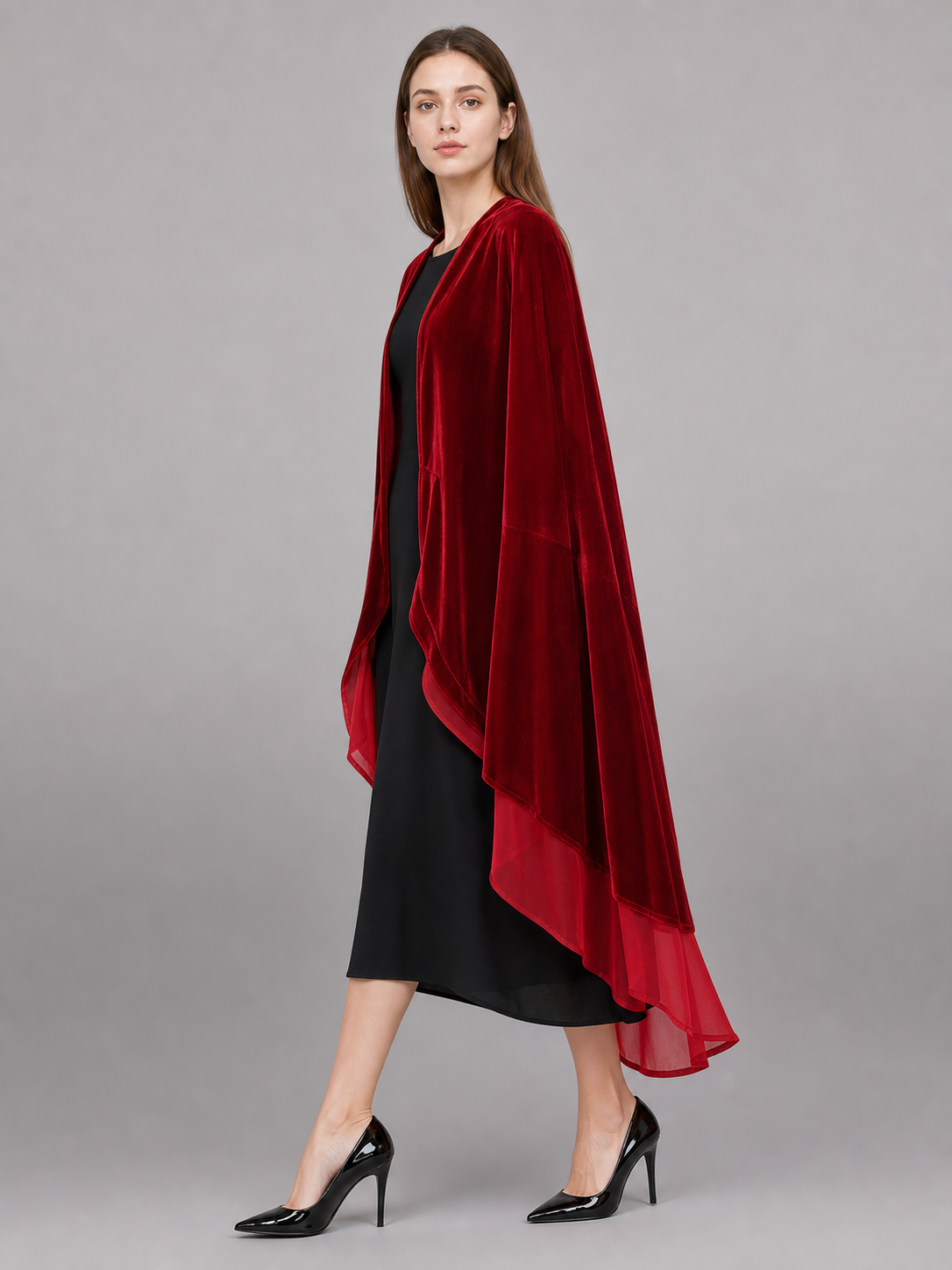 Red carnival cape with long sleeves