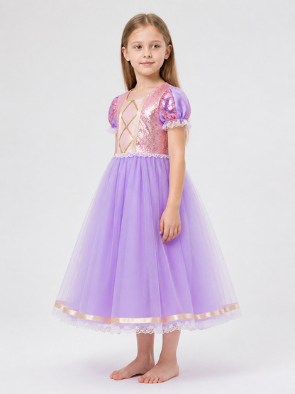 Princess Costume Dress with Sequins and Full Skirt side view
