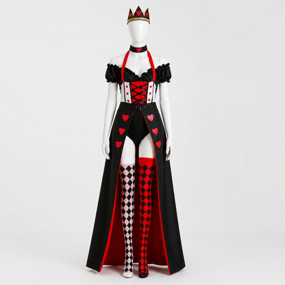 Carnival costume with crown and hearts side view