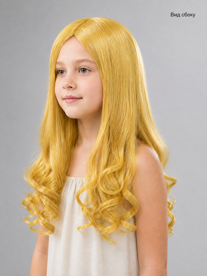 Gold-Toned Carnival Wig for Halloween and Cosplay side view