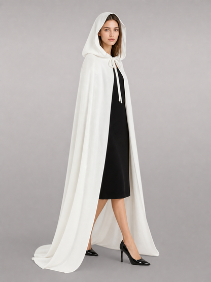Long White Hooded Carnival Cape