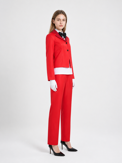 Hazbin Hotel Cosplay Costume, Red with Bow Tie, for Halloween side view