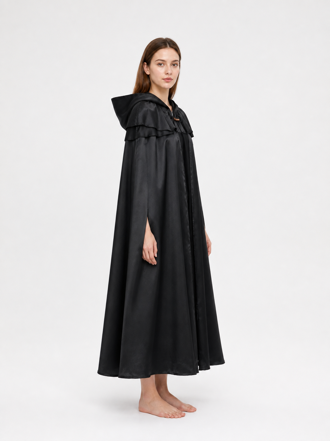 Hooded Cape with Necklace, Black