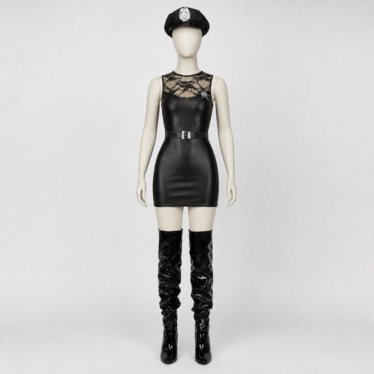Police Costume with Lace Insert and Decorative Badge side view