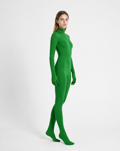 Green Jumpsuit with Covered Hands and Feet side view