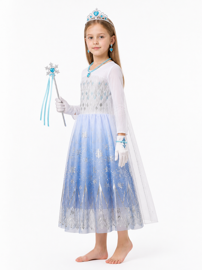 Elsa Princess Costume with Dress and Accessories side view