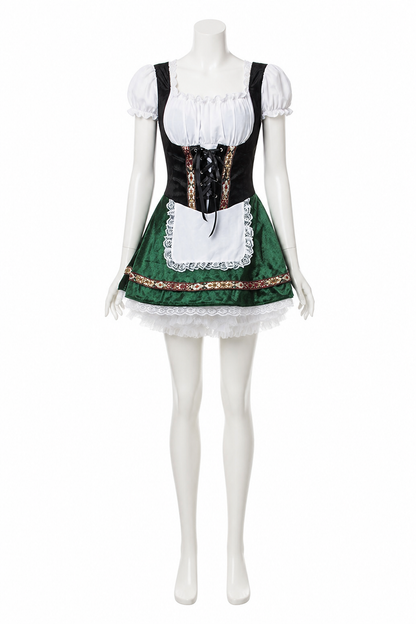 Oktoberfest Costume with Apron and Corset side view