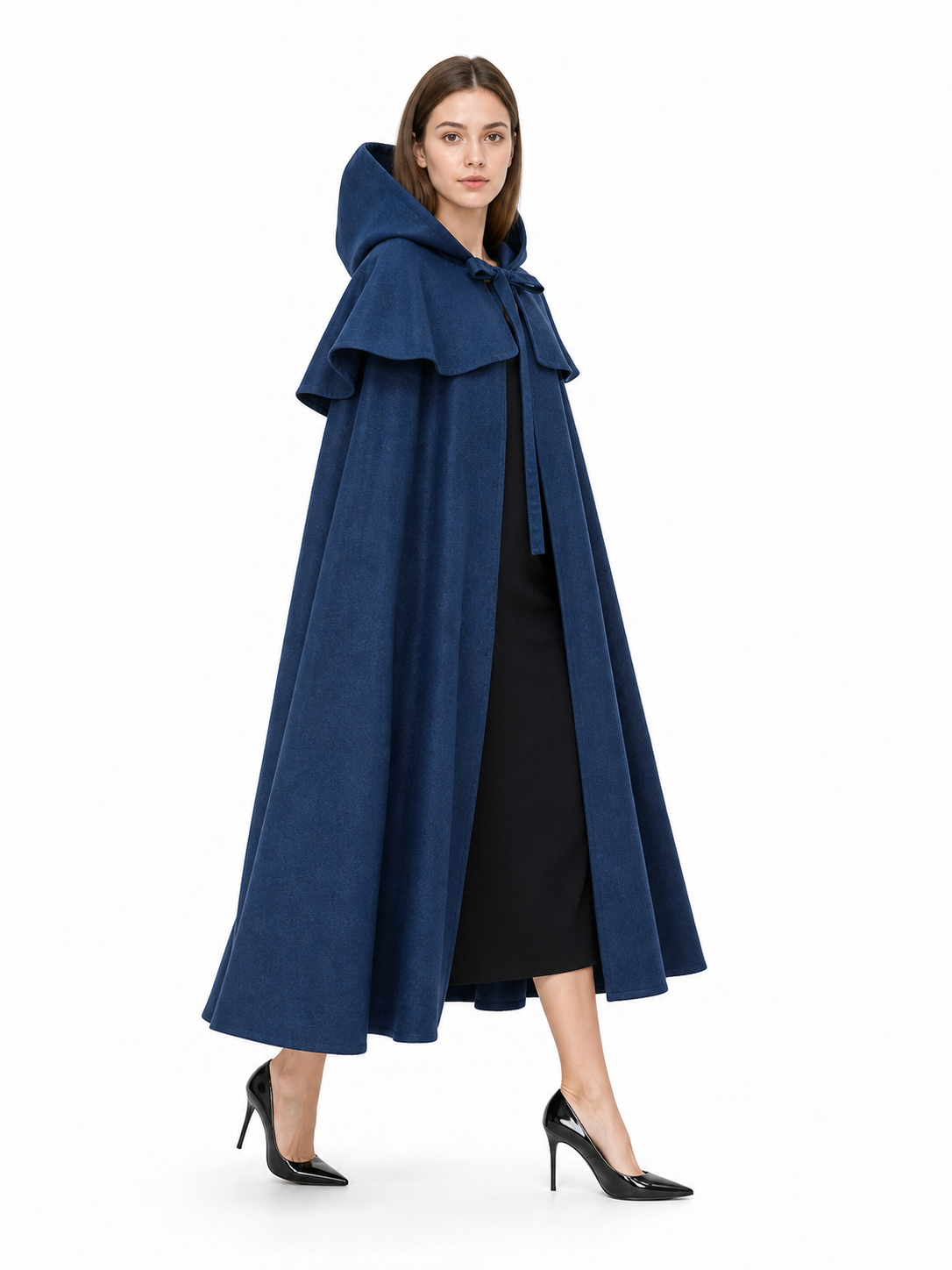 Dark Blue Hooded Carnival Cloak