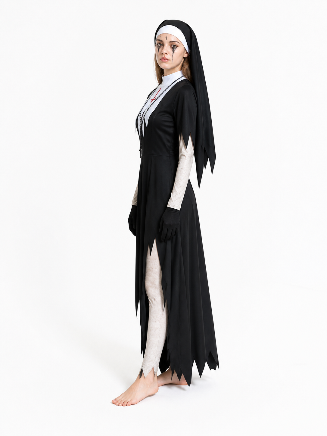 Carnival Costume: Dress, Headpiece, Gloves side view