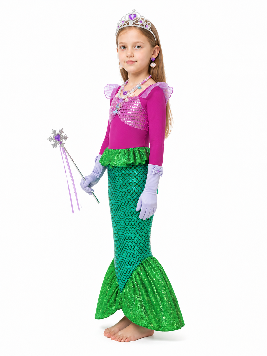 Sequin Mermaid Dress with Accessories for Girls side view