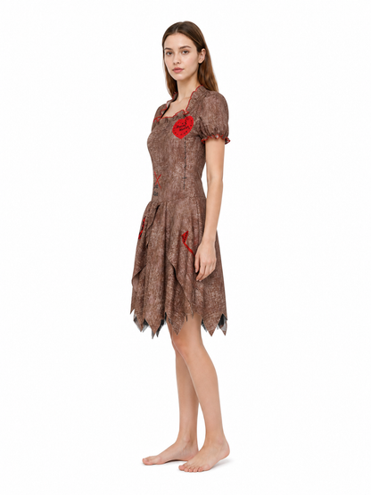 Short Ruffled Carnival Dress with Zipper