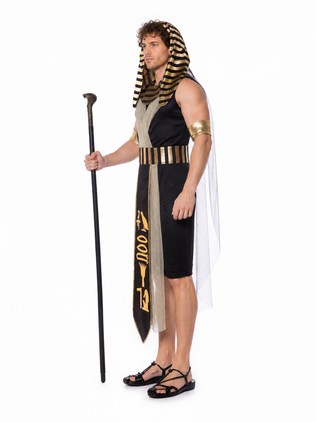 Egyptian Pharaoh Costume with Chest Bib for Halloween side view