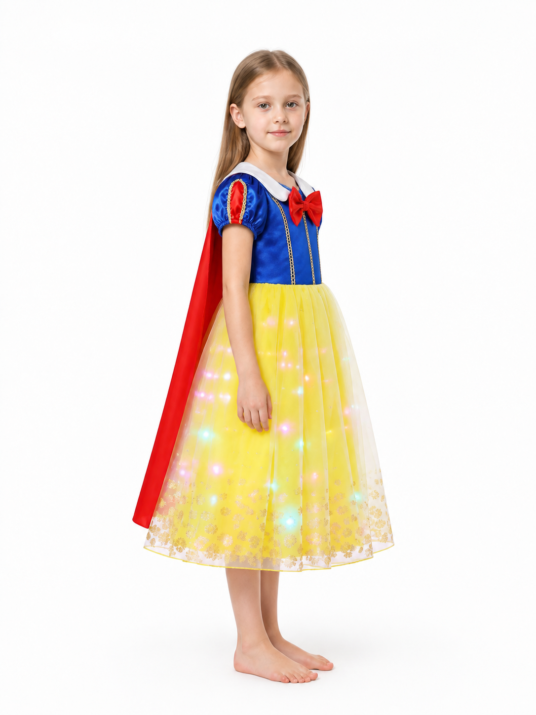 Princess Costume with LED Lights, Cape, and Bow side view