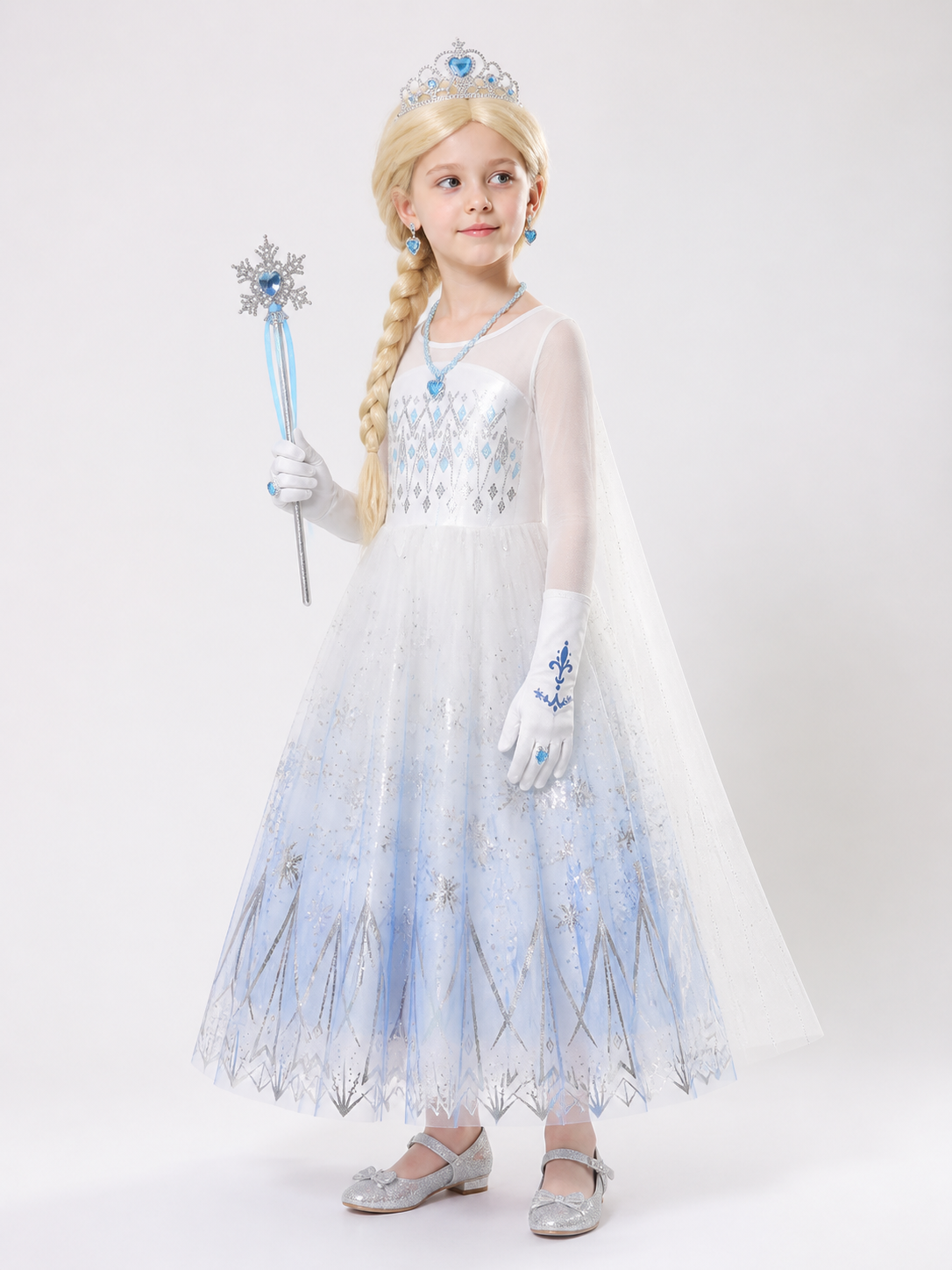 White and Blue Princess Costume for Halloween side view