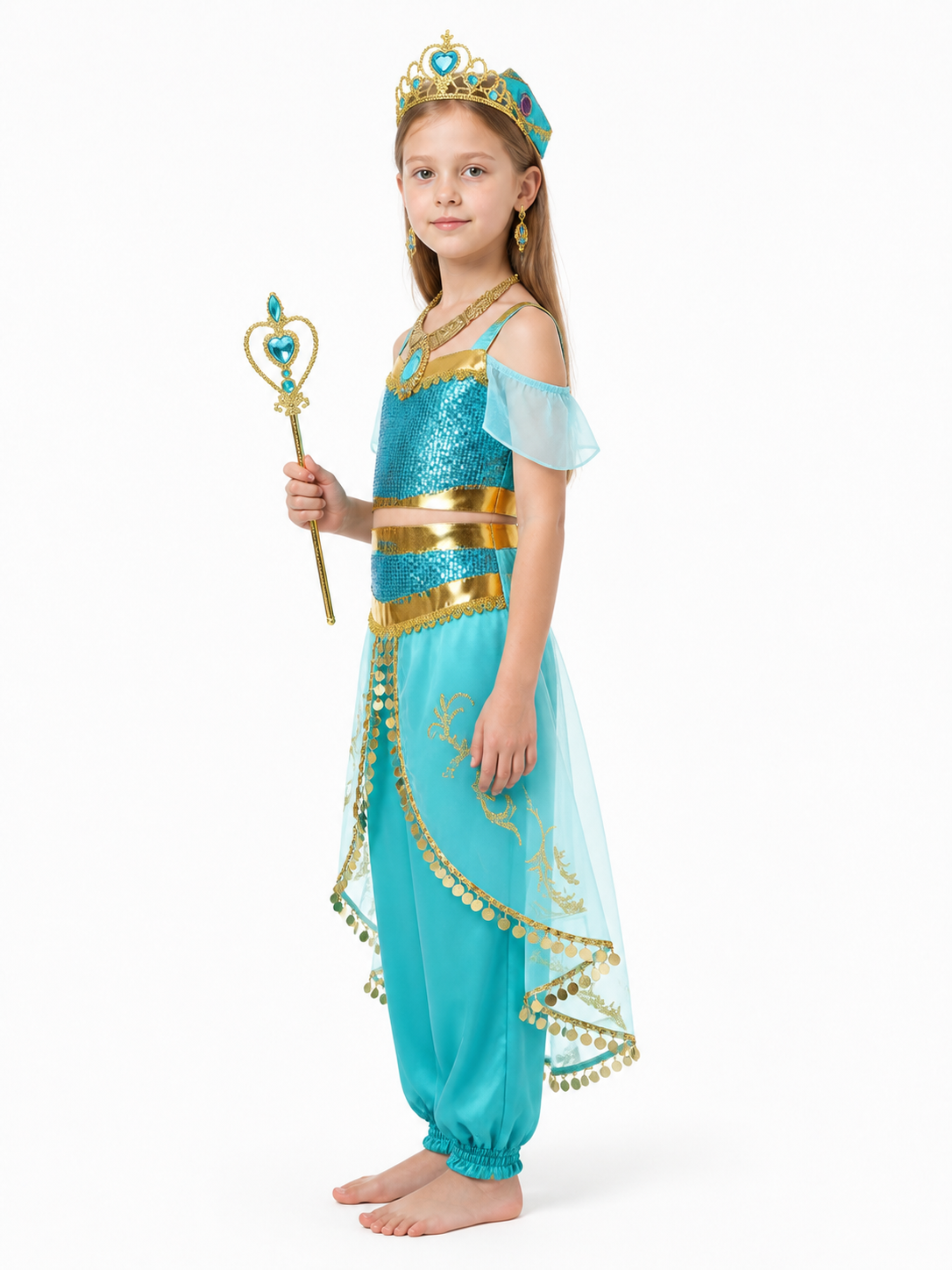 Jasmine Halloween Costume with Top and Pants side view