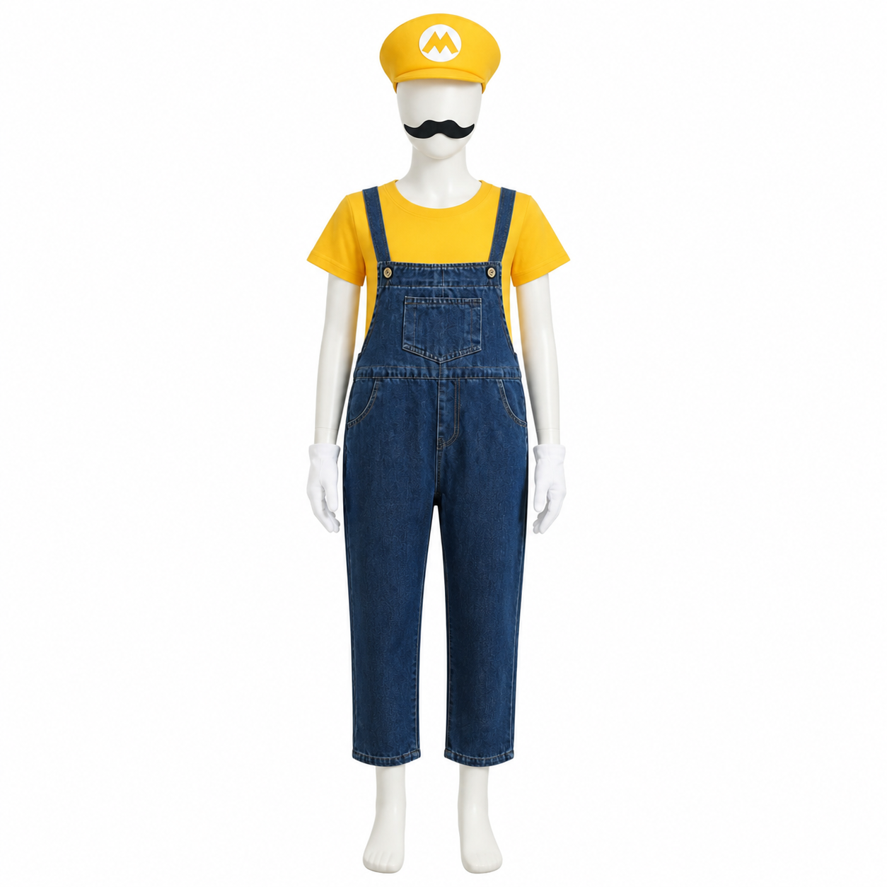 Mario Costume with T-Shirt and Bib Overalls side view
