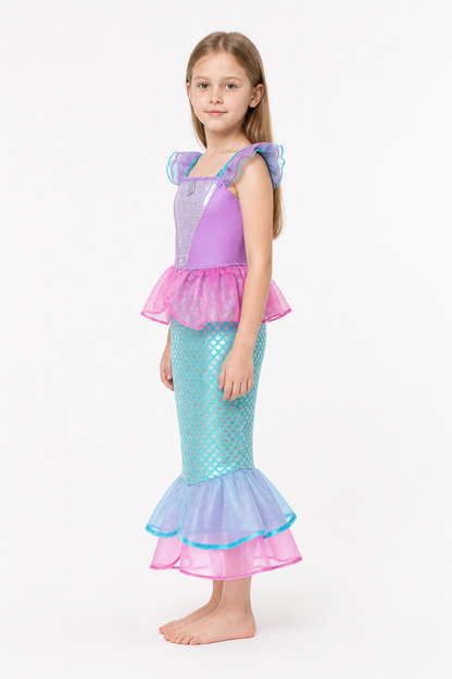 Mermaid Dress with a Layered Skirt for Costumes side view