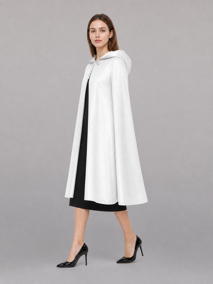 Long White Carnival Cloak with Hood