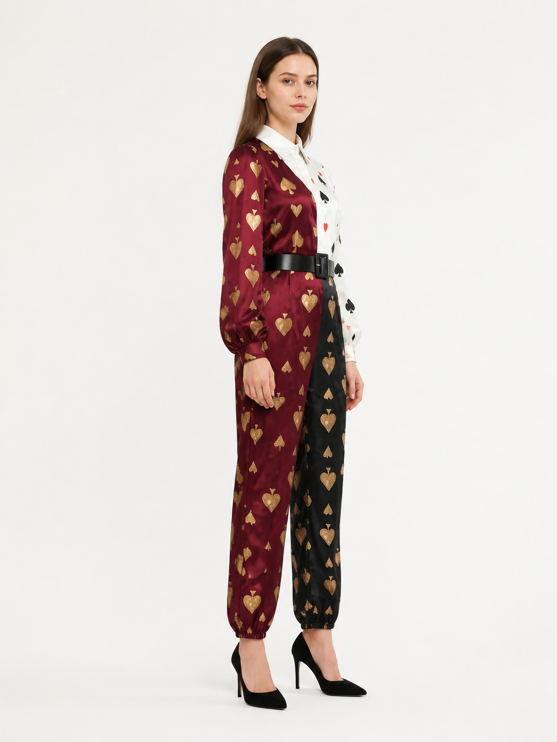 Card Suit Print Cosplay Jumpsuit side view