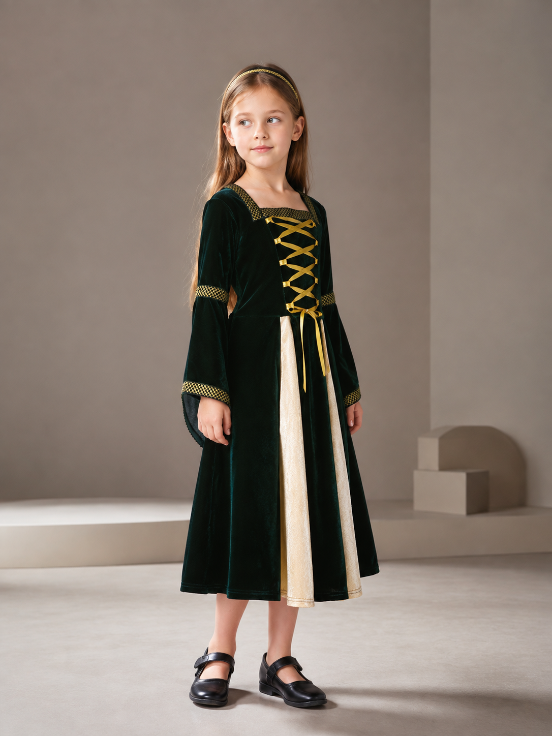 Medieval Cosplay Costume with Bishop Sleeves side view