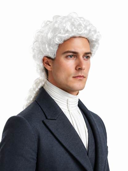 White Curly Lawyer Wig for Masquerade