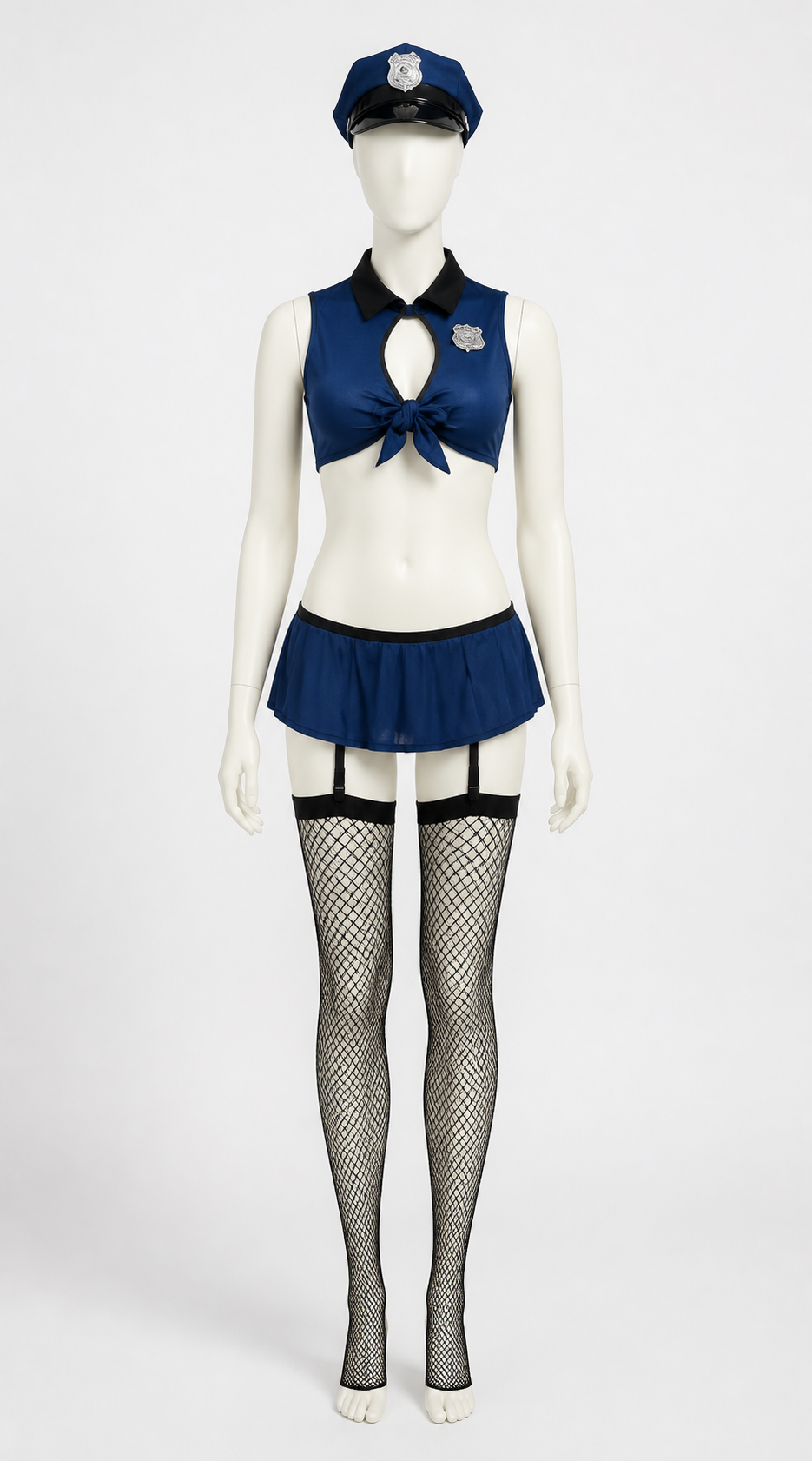 Police Costume with Cropped Top and Skirt side view