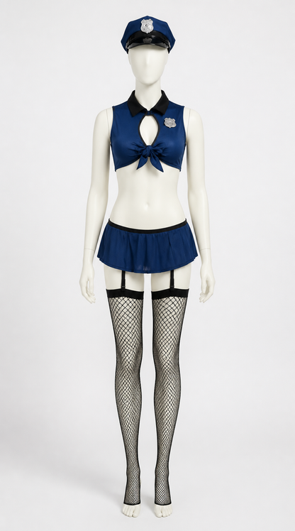 Police Costume with Cropped Top and Skirt side view