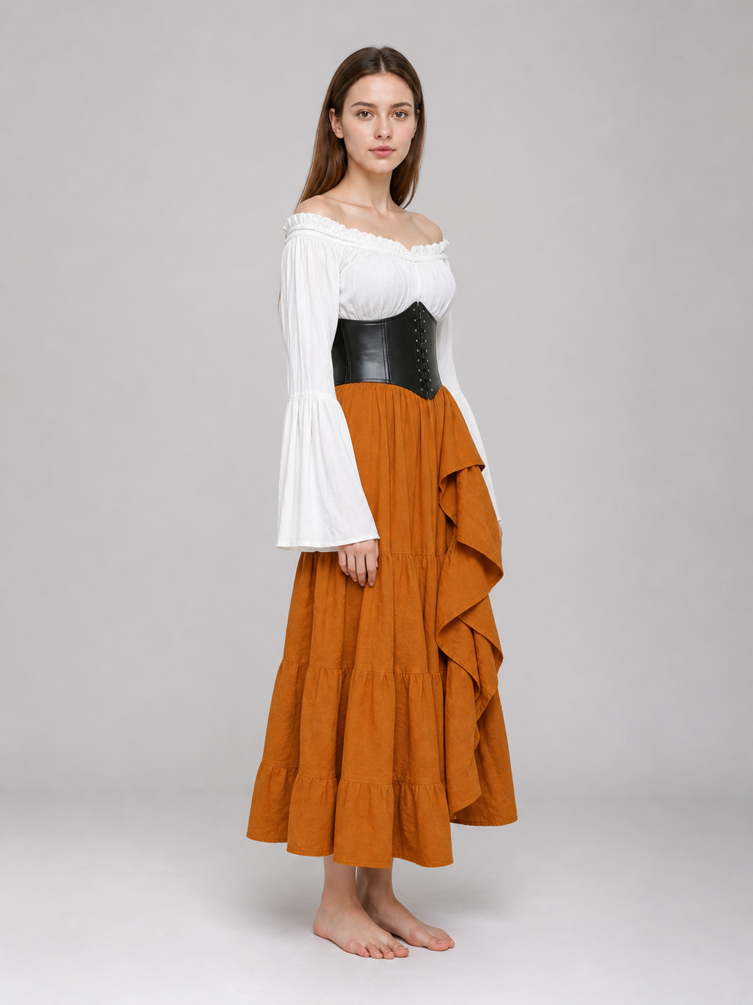 Renaissance-style corset dress for carnival side view 2