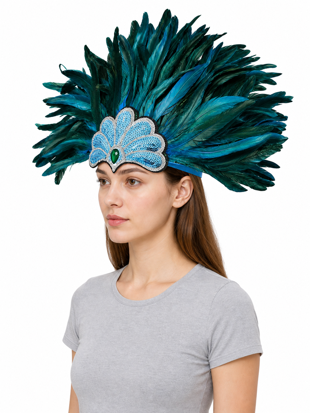 Carnival Feather and Sequin Headpiece