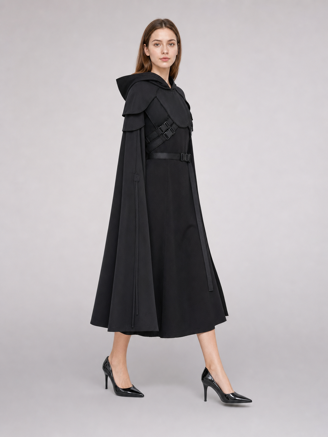 Black Carnival Cloak with Hood for Cosplay