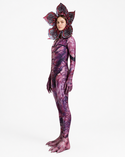 Carnivorous Flower Jumpsuit Costume with Hood and Claws side view