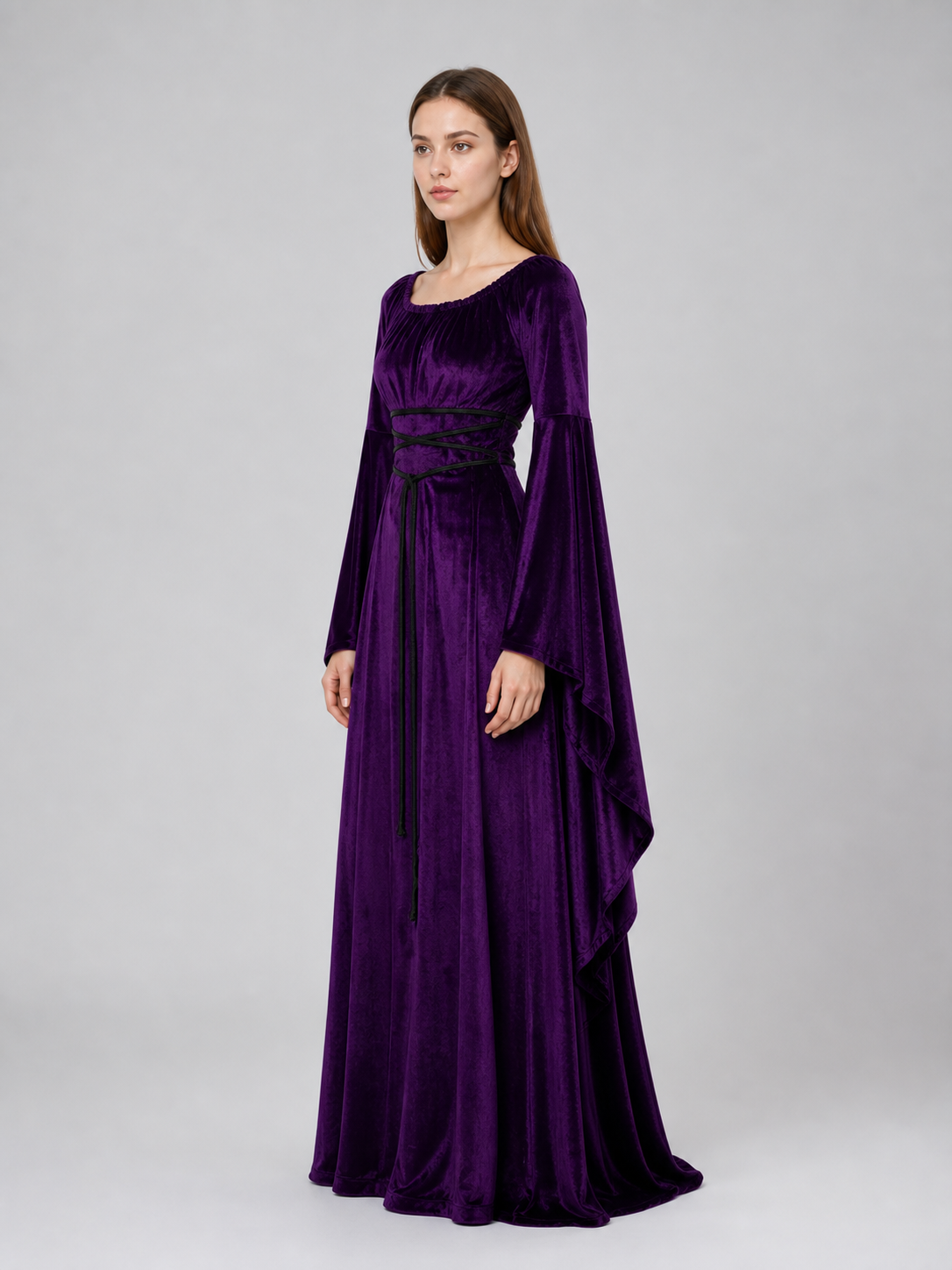 Floor-Length Gothic Dress with Corset Lacing