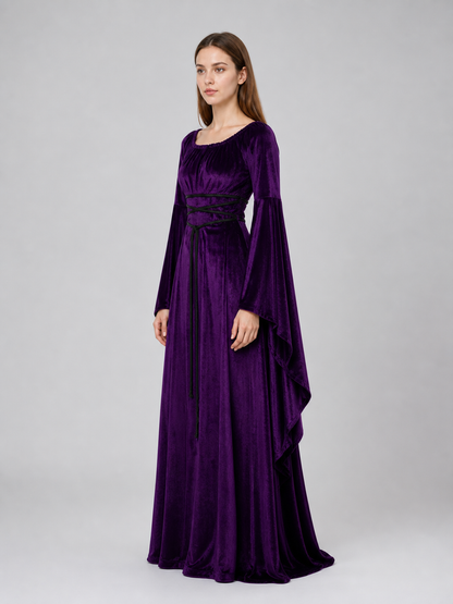 Floor-Length Gothic Dress with Corset Lacing